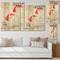 Designart - Vintage Gold Fishes - Nautical & Coastal Print on Natural Pine Wood